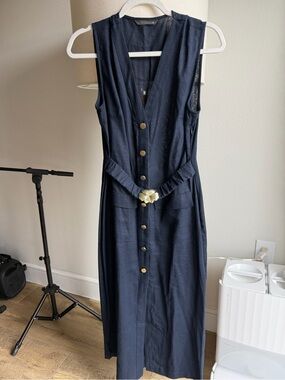 navy blue dress for baby girl Zara + Asymmetrical Poplin Dress main image 1